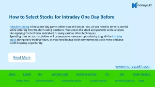 How to Select Stocks for Intraday One Day Before