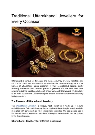 Traditional Uttarakhandi Jewellery for Every Occasion