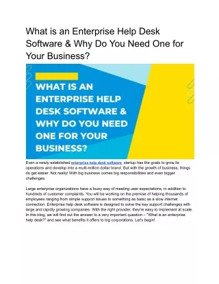 What is an Enterprise Help Desk Software & Why Do You Need One for Your Business