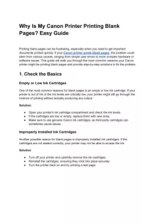 Why Is My Canon Printer Printing Blank Pages? Easy Guide