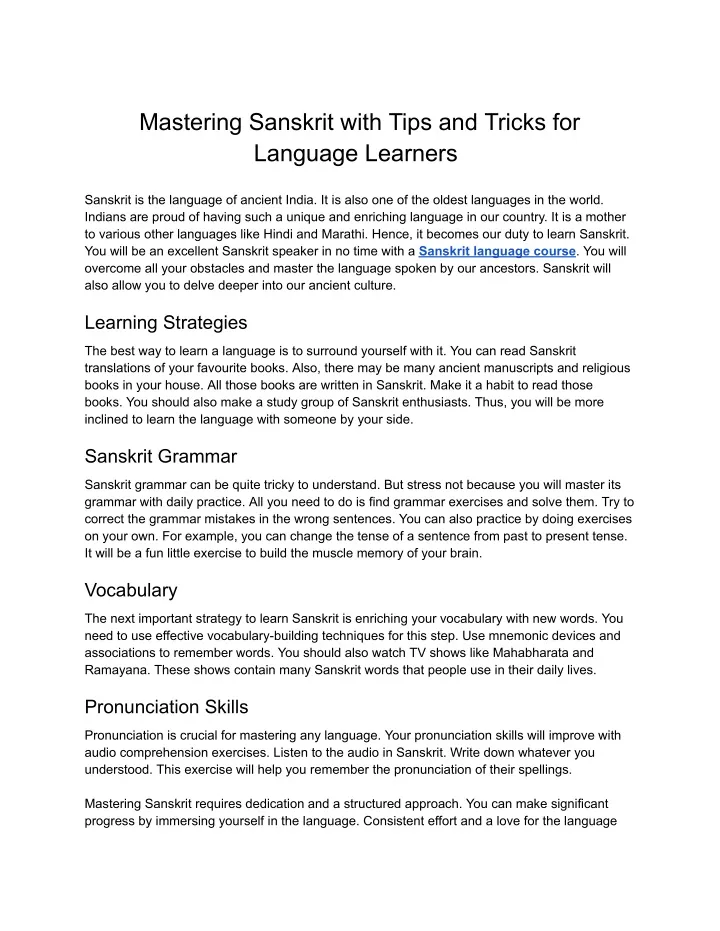 mastering sanskrit with tips and tricks