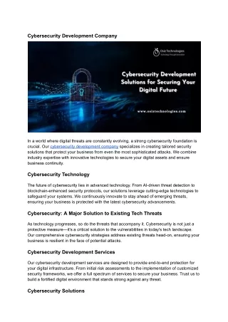 Cybersecurity Development Company