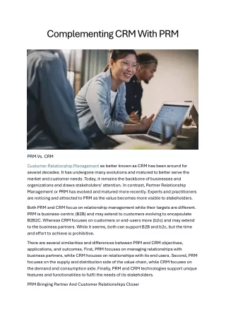 Complementing CRM With PRM