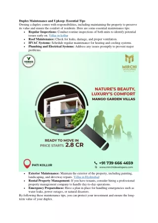 duplex maintenance and upkeep essential tips