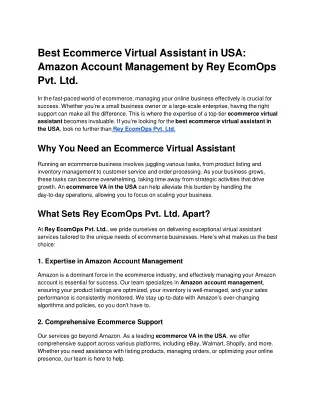 Best Ecommerce Virtual Assistant in USA: Amazon Account Management by Rey EcomOp