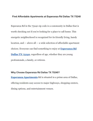 Esperanza Rd Dallas TX 75240