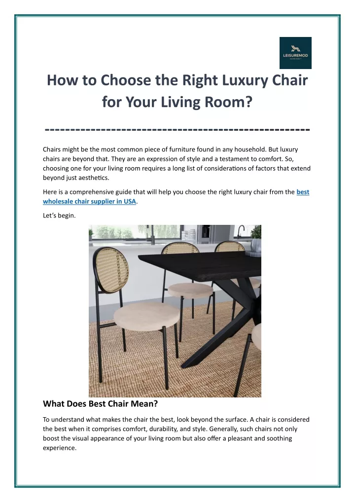 how to choose the right luxury chair for your