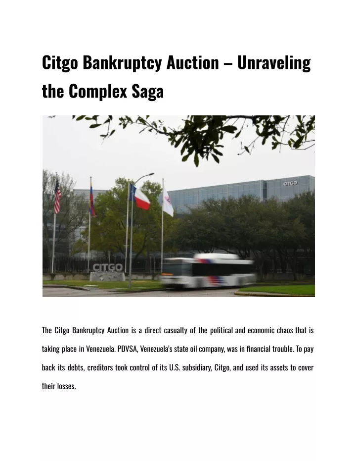 citgo bankruptcy auction unraveling the complex