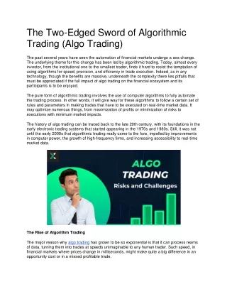 The Two-Edged Sword of Algorithmic Trading (Algo Trading)