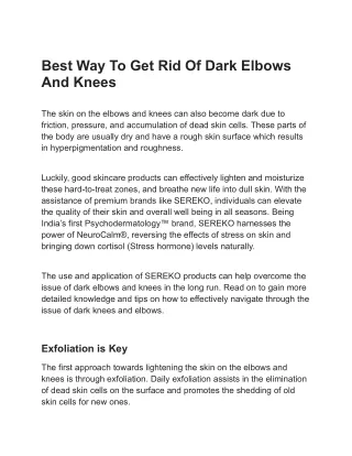Best Way To Get Rid Of Dark Elbows And Knees