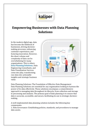 Empowering Businesses with Data Planning Solutions
