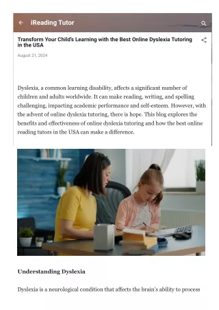Transform Your Child’s Learning with the Best Online Dyslexia Tutoring in the USA