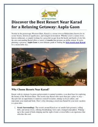 Experience Luxury at the Best Resort Near Karad