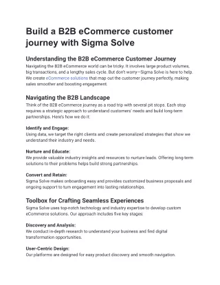 build a b2b ecommerce customer journey with sigma