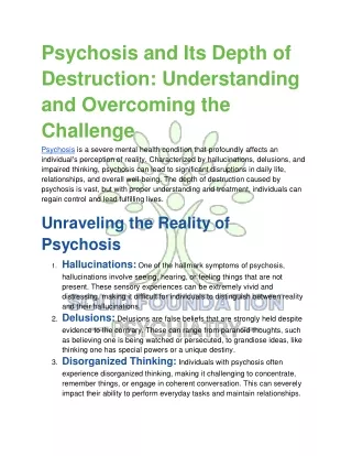Psychosis and Its Depth of Destruction_ Understanding and Overcoming the Challenge