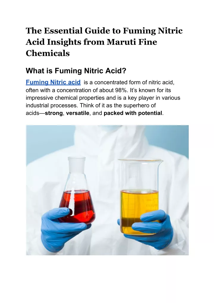 the essential guide to fuming nitric acid