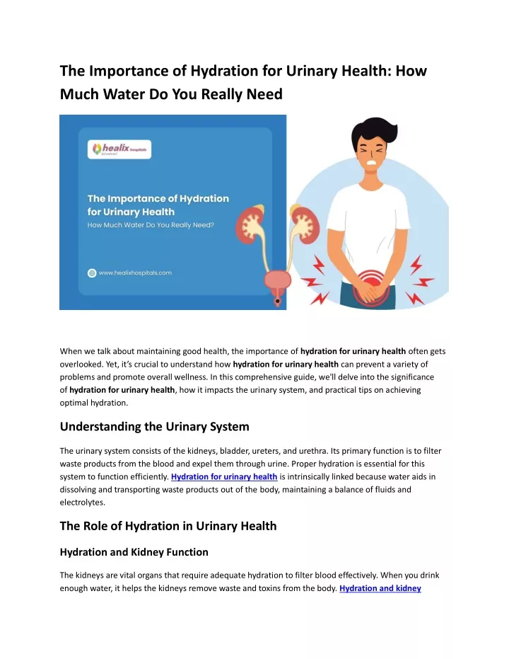 the importance of hydration for urinary health