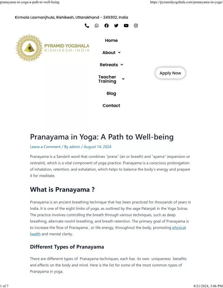 pranayama in yoga a path to well being