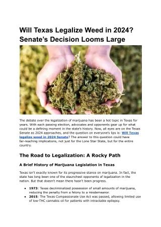 Will Texas Legalize Weed in 2024_ Senate’s Decision Looms Large