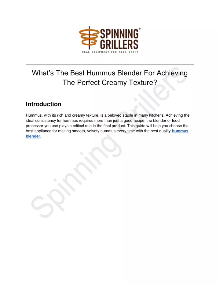 what s the best hummus blender for achieving