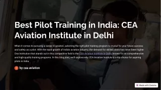 Best Pilot Training Institute In India