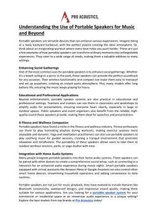 understanding the use of portable speakers
