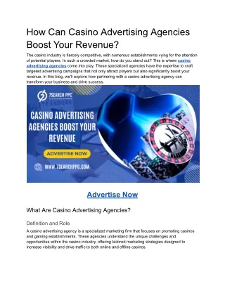 How Can Casino Advertising Agencies Boost Your Revenue