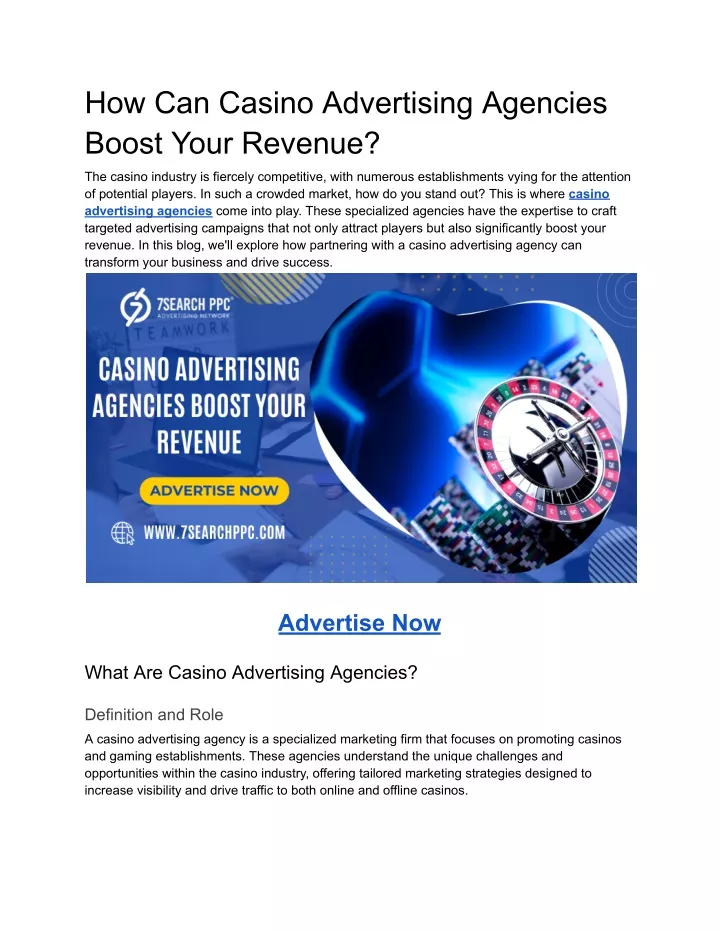 how can casino advertising agencies boost your