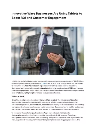 Innovative Ways Businesses Are Using Tablets to Boost ROI and Customer Engagement