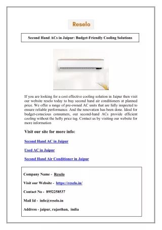 second hand acs in jaipur budget friendly cooling