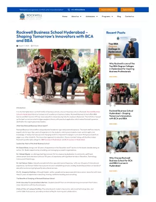 Rockwell Business School Hyderabad – Shaping Tomorrow’s Innovators with BCA and