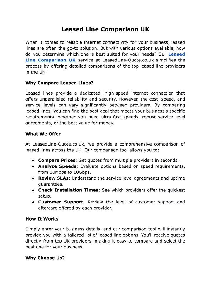 leased line comparison uk