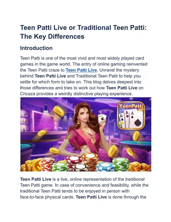 teen patti live or traditional teen patti