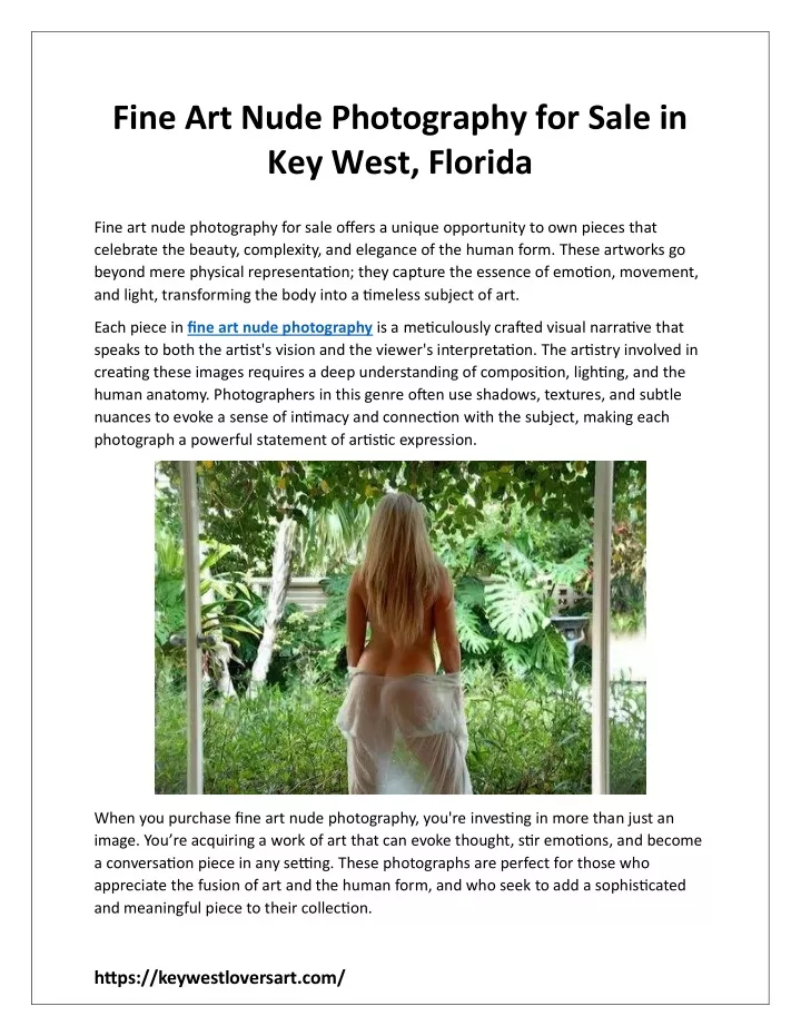 fine art nude photography for sale in key west