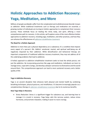 Holistic Approaches to Addiction Recovery- Yoga, Meditation, and More