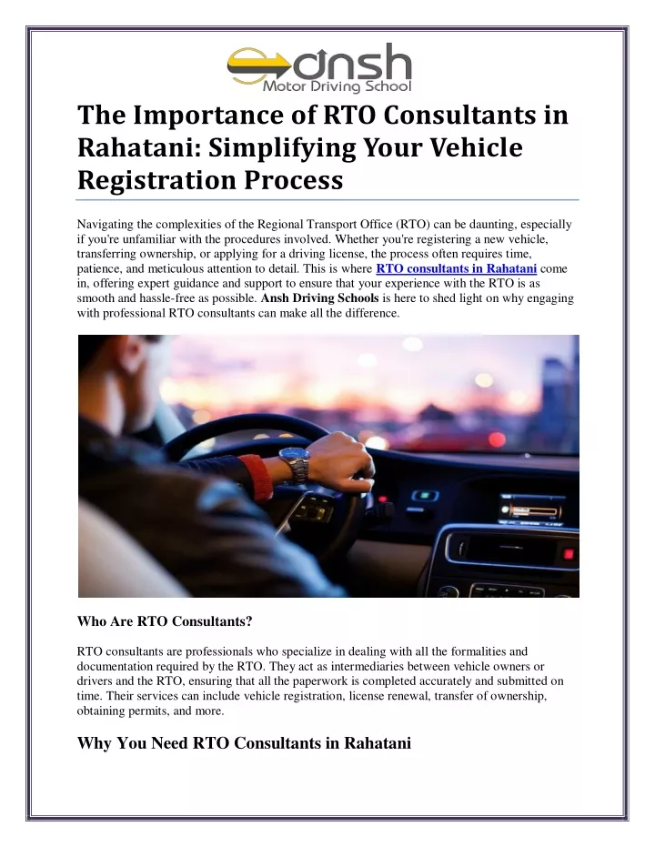 the importance of rto consultants in rahatani