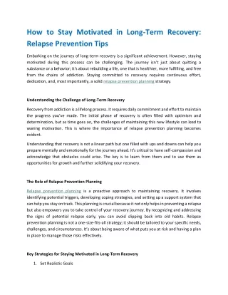 How to Stay Motivated in Long-Term Recovery-Relapse Prevention Tips