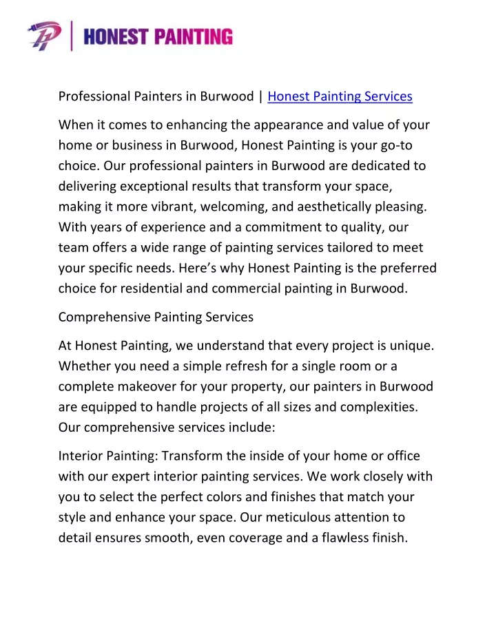 professional painters in burwood honest painting