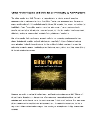Glitter Powder Sparkle and Shine for Every Industry by AMP Pigments