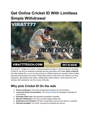 get online cricket id with limitless simple
