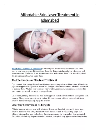 Affordable Skin Laser Treatment in Islamabad at Estheticare Clinic