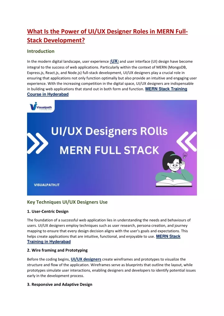 what is the power of ui ux designer roles in mern