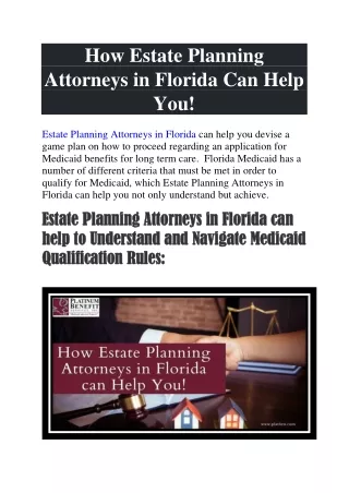 Estate Planning Attorneys in Florida, Qualify for Medicaid