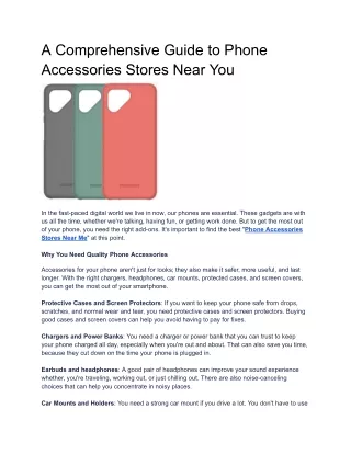 A Comprehensive Guide to Phone Accessories Stores Near You