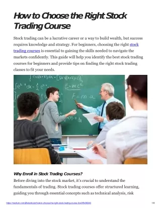 how to choose the right stock trading course
