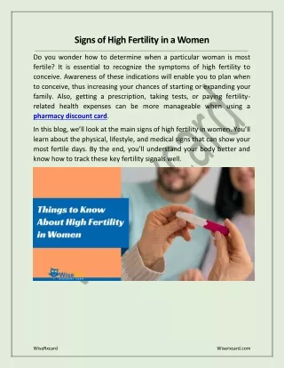 Signs of High Fertility in a Women