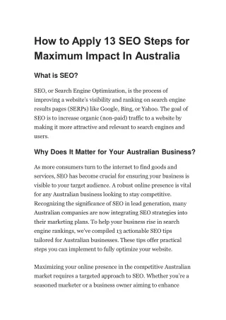 how to apply 13 seo steps for maximum impact