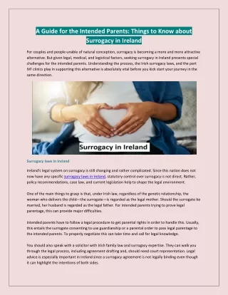 A Guide for the Intended Parents Things to Know about Surrogacy in Ireland