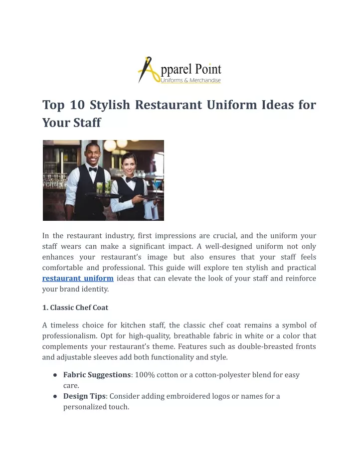 top 10 stylish restaurant uniform ideas for your