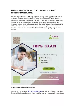 ibps afo notification and video lectures your